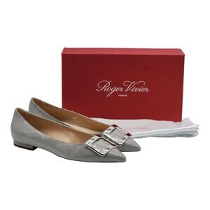 Roger Vivier Gommettine Ball Patent Leather Ballet Flats in Gray $750